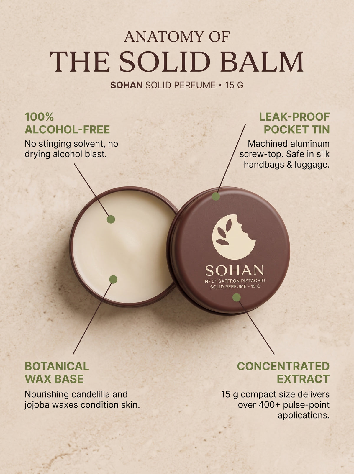 № 01 Saffron Pistachio — Solid Perfume Balm