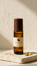 SOHAN № 01 Saffron Pistachio 10 ml perfume oil roll-on on cream ceramic with saffron threads